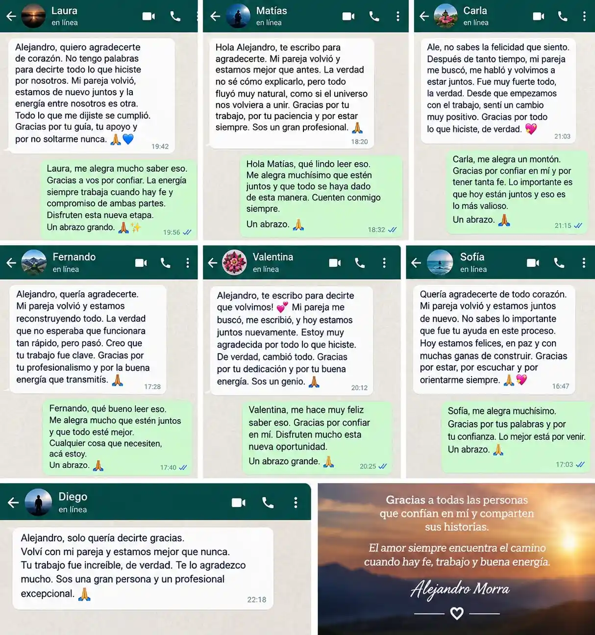 Clientes satisfechos con rituales de amor y amarres poderosos